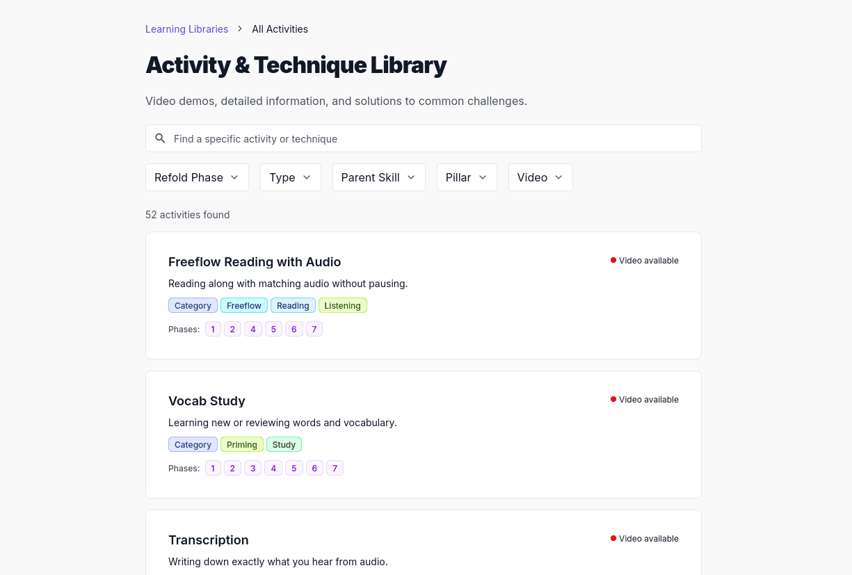 Activity Library preview